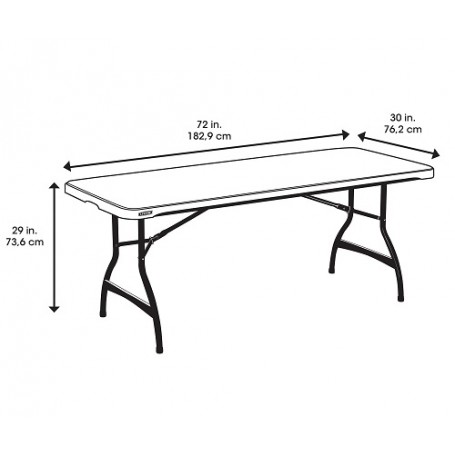 Table pliante blanche 8 places 180 x 75,5 x 74cm, épaisseur 4 cm